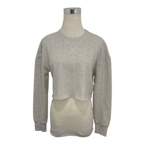 Zara Women's Tan Cropped Sweatshirt Jumper Crewneck Long Sleeve Pullover Size S